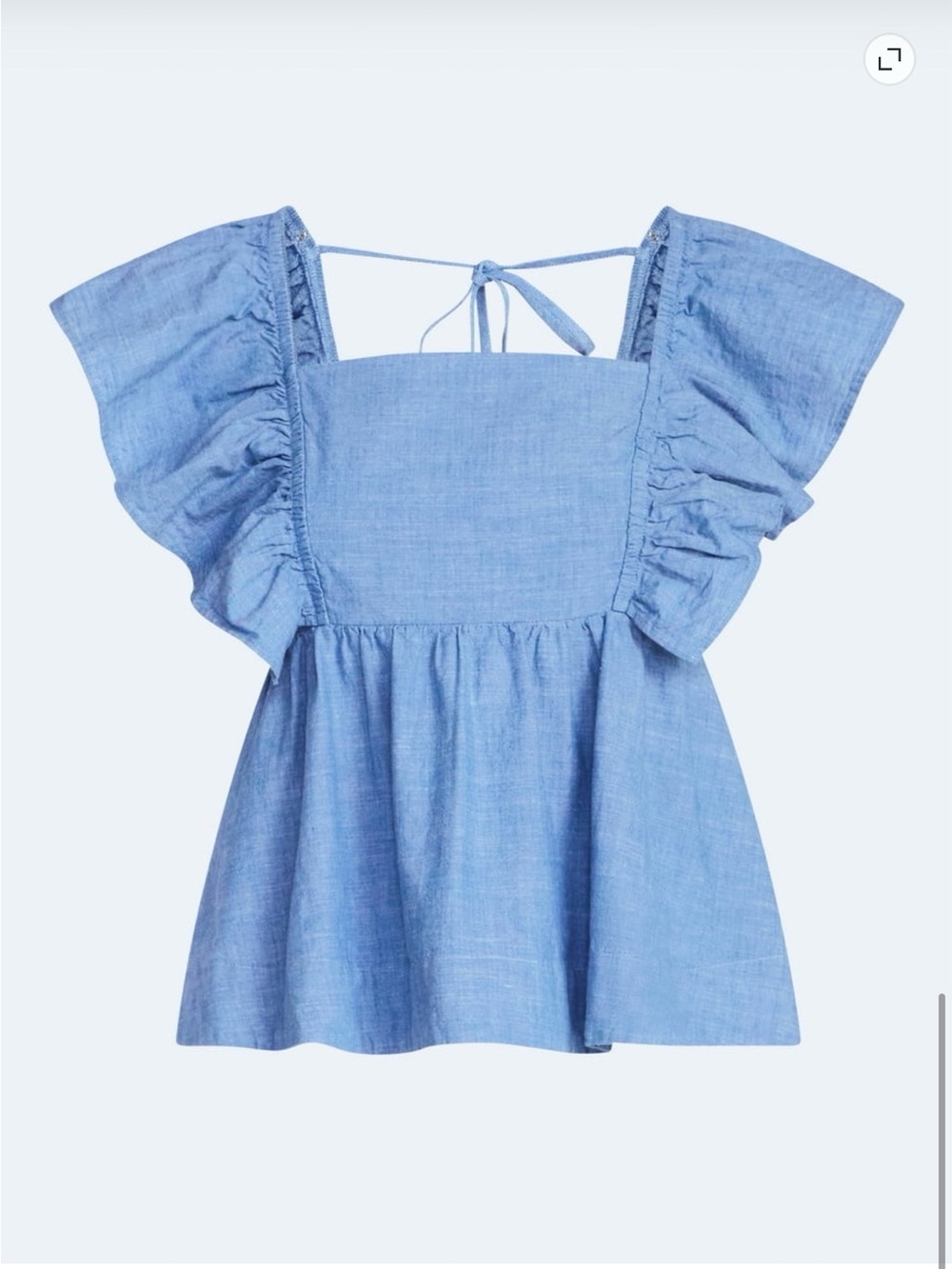 Free Assembly Light Blue Square-Neck Ruffle Sleeve Top - Picture 5 of 10